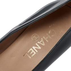 Pre Owned Chanel Black Patent Leather CC Square Cap Toe Pumps Size 39