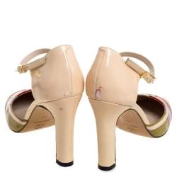 Pre Owned Chanel Multicolor Patent Leather D'orsay Colorblock Ankle Strap Pumps Size 38