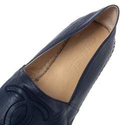 Pre Owned حذاء إسبادريلز شانيل شعار سى سى جلد أزرق مقاس 40