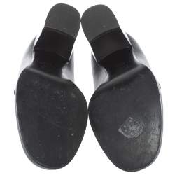 Pre Owned Chanel Black Leather Crystal Embellished Pumps Size 38.5