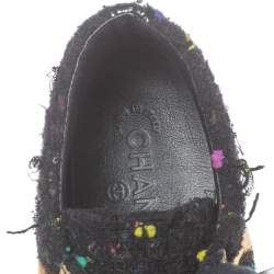 Pre Owned Chanel Multicolor Tweed and Metallic Leather Lace Up Sneakers Size 39.5