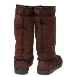 Chanel Brown Suede Mid Length Boots Size 40