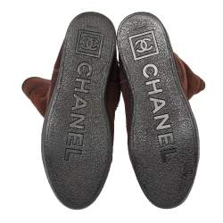 Chanel Brown Suede Mid Length Boots Size 40