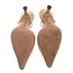 مملوكة مسبقًا Chanel Beige Leather Accent Interlocking CC  Slingback Sandals Size 36