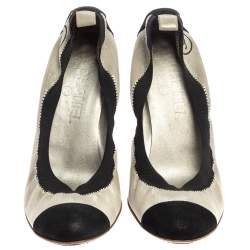 Pre Owned حذاء كعب عالى شانيل سبيريت سى سى سويدى وقماش أسود / فضى مقاس 40.5