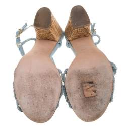 Chanel Blue Fabric  Slingback Sandals Size 41