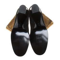 Chanel Black/Gold Suede CC Fold Ankle Boots Size 41