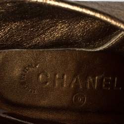 Chanel Black/Gold Suede CC Fold Ankle Boots Size 41