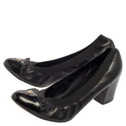 Pre Owned حذاء كعب عالي شانيل جلد أسود ومطاط مقاس 38.5