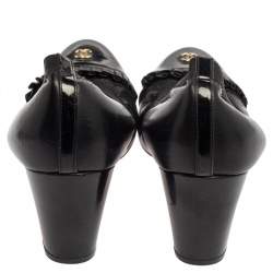 Pre Owned حذاء كعب عالي شانيل جلد أسود ومطاط مقاس 38.5