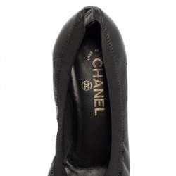 Pre Owned حذاء كعب عالي شانيل جلد أسود ومطاط مقاس 38.5