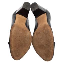 Pre Owned حذاء كعب عالي شانيل جلد أسود ومطاط مقاس 38.5