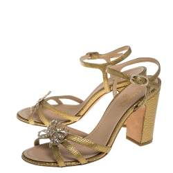 مملوكة مسبقًا صندل شانيل زخرفة فراشة جلد ذهبى مقاس 38