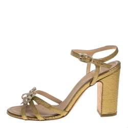 مملوكة مسبقًا صندل شانيل زخرفة فراشة جلد ذهبى مقاس 38