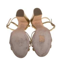 مملوكة مسبقًا صندل شانيل زخرفة فراشة جلد ذهبى مقاس 38