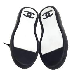 Chanel Black Rubber and Leather CC Low Top Sneakers Size 36.5