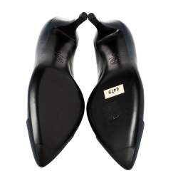 Chanel Blue Leather Cap Toe CC Pumps Size 38