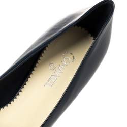 Chanel Blue Leather Cap Toe CC Pumps Size 38
