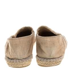 Chanel Beige Canvas CC Cap Toe Espadrille Flats Size 38