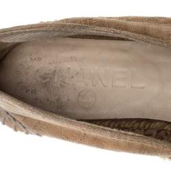 Chanel Beige Canvas CC Cap Toe Espadrille Flats Size 38