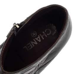 Chanel Black Quilted Leather Ankle Booties Size 39.5