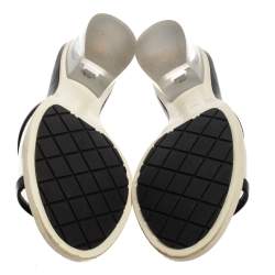 Pre Owned Chanel Black PVC And Leather CC Flat Slides Size 38.5