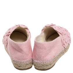 مملوكة مسبقًا حذاء إسبادريلز شانيل كاميليا سى سى قماش سى سى قماش تويد وردى مقاس 39