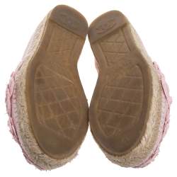 مملوكة مسبقًا حذاء إسبادريلز شانيل كاميليا سى سى قماش سى سى قماش تويد وردى مقاس 39