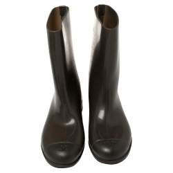 Chanel Grey Rubber CC Slip On Ankle Length Boots Size 37