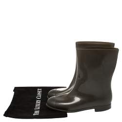 Chanel Grey Rubber CC Slip On Ankle Length Boots Size 37