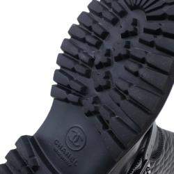 Chanel Black Quilted Leather Double Buckle Flat Boots  Size 37.5 