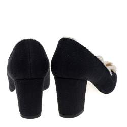 Pre Owned حذاء كعب عالي شانيل تويد أسكا�ربينز كاميليا سي سي أبيض /أسود مقاس 37