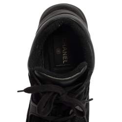 مملوكة مسبقًا Chanel Black Suede And Mesh CC Sneakers Size 37