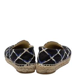 Pre Owned Chanel Black Lattice Print Canvas Coco Beach CC Espadrilles Size 36