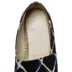 Pre Owned Chanel Black Lattice Print Canvas Coco Beach CC Espadrilles Size 36