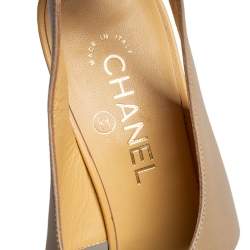 Pre Owned Chanel Two Tone Camellia Leather T-Strap Sandals Size 42