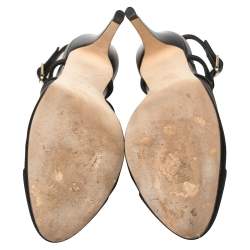 مملوكة مسبقًا Chanel Black Mesh And Fabric CC Cap Toe Slingback Sandals Size 36