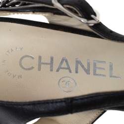 Chanel Black Leather Chain Embellished Sandals Size 40