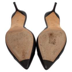 Pre Owned Chanel Black Leather CC Heel Pointed Toe Mules Size 39