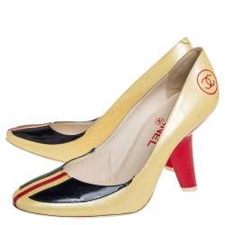 مملوكة مسبقًا Chanel Multicolor Patent Leather Curved Heel Pumps Size 38