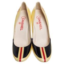 مملوكة مسبقًا Chanel Multicolor Patent Leather Curved Heel Pumps Size 38