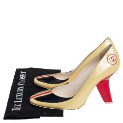 مملوكة مسبقًا Chanel Multicolor Patent Leather Curved Heel Pumps Size 38