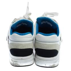 Pre Owned Chanel White/Silver Leather And Polyamide CC Low Top Sneakers Size 38