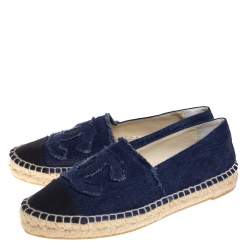 Pre Owned حذاء فلات شانيل إسبادريل CC دنيم أزرق مقاس 37