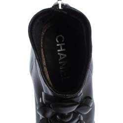 Chanel Black Leather Zipper Ankle Boots Size 36
