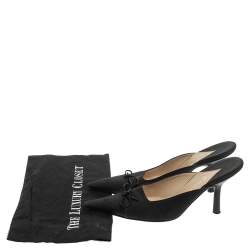 Pre Owned حذاء سلايد شانيل قماش أسود مزين سي سي مقدمة مدببة مقاس 40.5