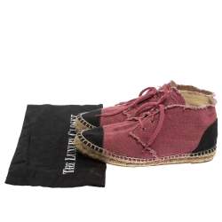 Pre Owned حذاء رياضي إسبادريل شانيل كانفاس لونين مقدمة جلد مزين سي سي مقاس39