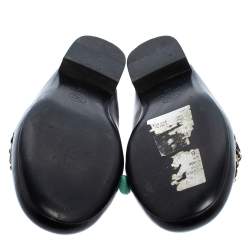 مملوكة مسبقًا Chanel Black Leather Braided Chain Mule Sandals Size 36