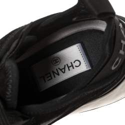 Pre Owned Chanel Black Suede And Nylon CC Low Top Sneaker Size 36