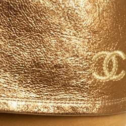 Pre Owned Chanel Vintage Gold Suede Fold CC Knee Length Boots Size 41